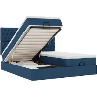vidaXL Ottoman-lit avec matelas bleu 180x200 cm Tissu