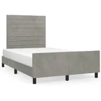 DKD Home Decor Cadre de lit sans matelas gris clair 120x190 cm velours