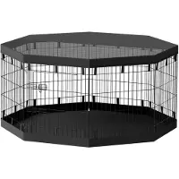 PawHut , enclos pour chiots, parc pour chiots, cage de jeu avec filet respirant, couleur noire