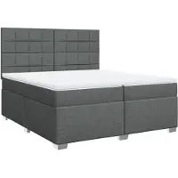 vidaXL Lit boxspring avec matelas gris foncé 200x200 cm Tissu