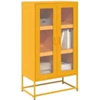 vidaXL Highboard jaune moutarde 68x39x123 cm acier