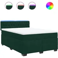 vidaXL Lit boxspring avec matelas vert foncé 140x190 cm velours
