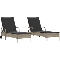 vidaXL 2 bains de soleil avec coussins gris clair Poly rotin