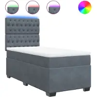 vidaXL Lit boxspring avec matelas gris foncé 100x200 cm velours