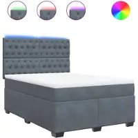 vidaXL Lit boxspring avec matelas gris foncé 140x190 cm velours