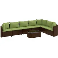 vidaXL Ensemble de jardin canapé 8 pièces avec coussins Marron Poly rotin