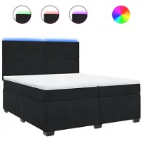 vidaXL Lit boxspring avec matelas noir 200x200 cm velours
