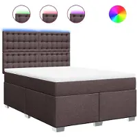 vidaXL Lit boxspring avec matelas brun foncé 140x190 cm Tissu