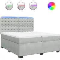 vidaXL Lit boxspring avec matelas gris clair 200x200 cm velours