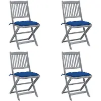 vidaXL Chaises de jardin pliantes 4 pièces avec coussins en bois massif d'acacia