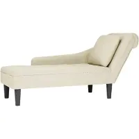 vidaXL Chaise longue avec coussin et accoudoir droit Crème Velours