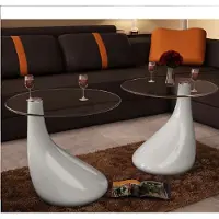 vidaXL Tables basses 2 pcs. avec plateau rond en verre blanc brillant