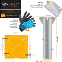 Kesser Plaque de base universelle en métal pour parasol, dimensions 16x16 cm, incluant des gants
