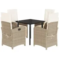 vidaXL Salon de jardin 5 pièces avec coussins Beige Poly Rattan