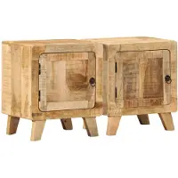 vidaXL Table de chevet 2 pcs 40x32x46 cm bois massif de manguier brut