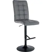 CLP Tabouret de bar , revêtement en similicuir "Peking", réglable en hauteur, avec repose-pieds et dossier | Couleur : gris, structure : noir
