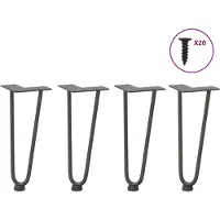 vidaXL Pieds en épingle à cheveux pour table basse 4 pcs. Anthracite 30 cm en acier massif