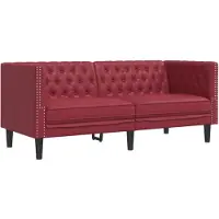 vidaXL Canapé Chesterfield 2 places vin rouge similicuir