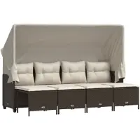 vidaXL Ensemble de salon de jardin 5 pièces avec coussins Marron Poly Rattan