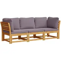 vidaXL Ensemble de salon de jardin 3 pièces avec coussins en bois massif d'acacia