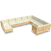 vidaXL 10-tlg. Set de salon de jardin avec baisers en crème Kiefernholz