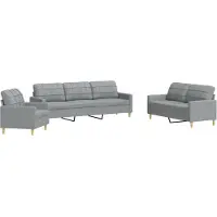 vidaXL Ensemble de canapés 3 pièces gris clair tissu