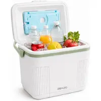 Ceruzo Glacière 10 L – Compacte – Élément réfrigérant intégré au couvercle – Glacière de camping – Blanc et vert