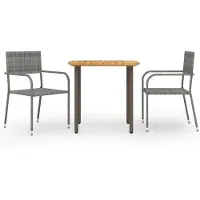 vidaXL Ensemble salon de jardin "Jessenitz" en rotin PE, acier gris. Dimensions (L/H/P) 51x87x60 cm