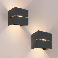 LEDVION lot de 2 applique murale LED noir 3W IP54 Up Down