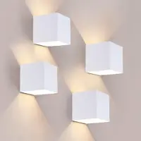 LEDVION lot de 4 applique murale USB avec détecteur blanc blanc chaud IP44