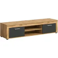 Ebuy24 Jam meuble tV 2 portes battantes, 2 étagères gris, chêneReproduction.