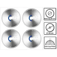 Festool Lame de scie circulaire ALUMINIUM/PLASTICS, HW 160 x 1,8 x 20 mm F/FA52, pour Scies plongeantes TS 55 F, TSC 55 K & Scies circulaires portatives HK 55, HKC 55, 4 pcs. (4x 205555)
