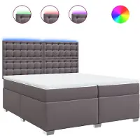 vidaXL Lit boxspring avec matelas Gris 200x200 cm simili-cuir
