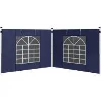 Outsunny 2 panneaux latéraux pour pavillon 3x3/3x6 m avec fenêtre et porte, bleu