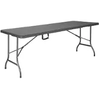 Bolero La table buffet en rotin est pliable et possède un plateau rectangulaire de 1829 x 743 x 728 mm.
