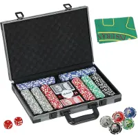 SPORTNOW Mallette de poker avec 400 jetons de 11,5 grammes, 2 jeux de cartes et 5 dés