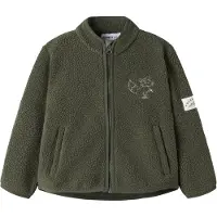 Name it Veste en polaire 'NMMOWE' gris clair / vert foncé