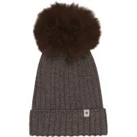Huttelihut Bonnet - Laine - Brown Mélange av. Pompon - - 4-6 ans (104-116) - Bonnet