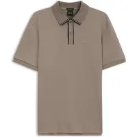 BOSS Polo en coton interlock avec finitions rayées