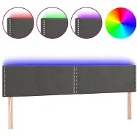 vidaXL Tête de lit LED gris foncé 160x5x78/88 cm velours