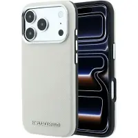 Karl Lagerfeld Étui « Grained Elongated Logo MagSafe » pour iPhone 18 Pro / 17 Pro, couleur beige (Apple iPhone 17 Pro, Apple iPhone 18 Pro), Coque pour téléphone portable, Beige