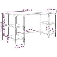 vidaXL Bureau noir imitation bois chêne, fabriqué en panneaux de particules