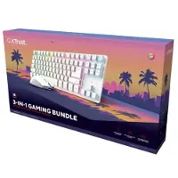 Trust Pack Gaming GXT 882 Clavier sans fil Azerty Français TKL Blanc + Souris sans fil Blanc + Tapis de souris XXL
