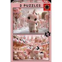 Educa Licornes mignonnes 2 x 48 pièces Multicolores Enfants Multicolores Taille unique