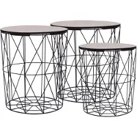 vidaXL Tables basses, lot de 3, noir