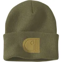 Carhartt Hommes, Bonnet, C Patch Beanie Dunkelbronzegrün, Bronze, Vert, (Taille unique)