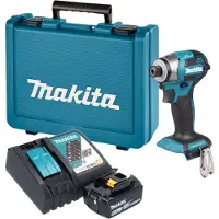 Makita Visseuse à chocs sans fil DTD 173 RG1E 18 V 180 Nm 1/4" sans balais + 1 batterie 6,0 Ah + chargeur + mallette