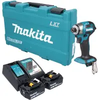 Makita Clé à chocs sans fil DTD 173 RTK 18 V 180 Nm 1/4" sans balais + 2 batteries 5,0 Ah + chargeur + mallette