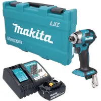 Makita Visseuse à chocs sans fil DTD 173 RT1K 18 V 180 Nm 1/4" sans balais + 1 batterie 5,0 Ah + chargeur + mallette
