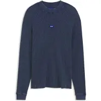 HUGO T-shirt en coton gaufré avec étiquette logotée